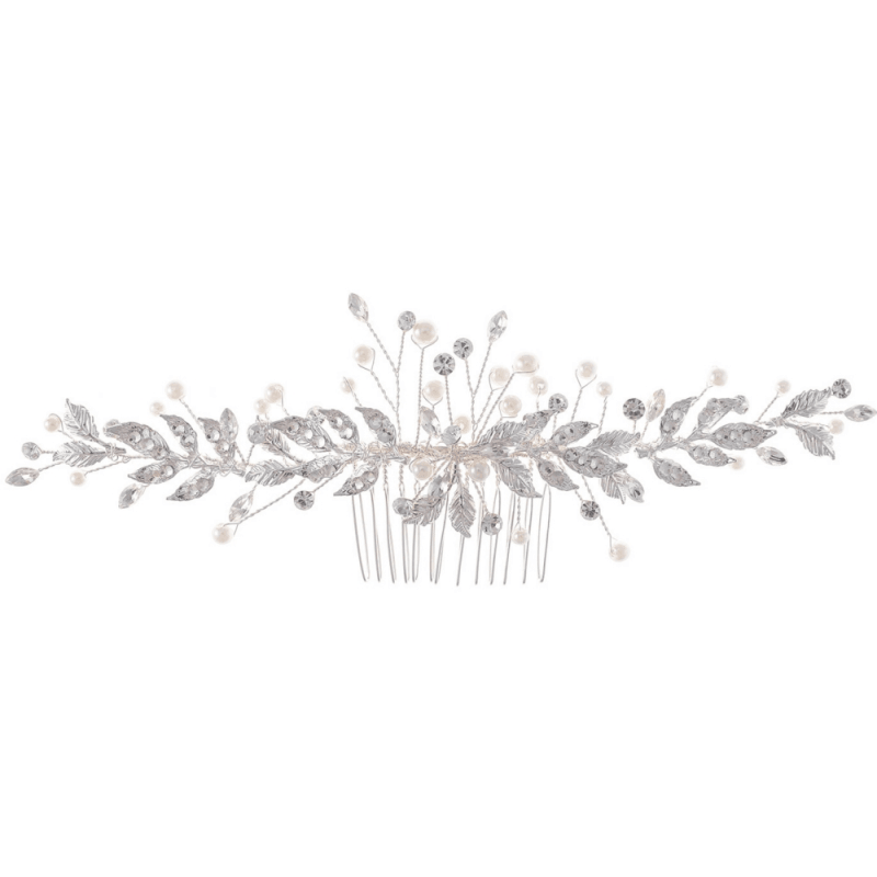 ATHENA BRIDAL | Rénee -helmikoristeinen muotoiltava hiuskoru (hopea)