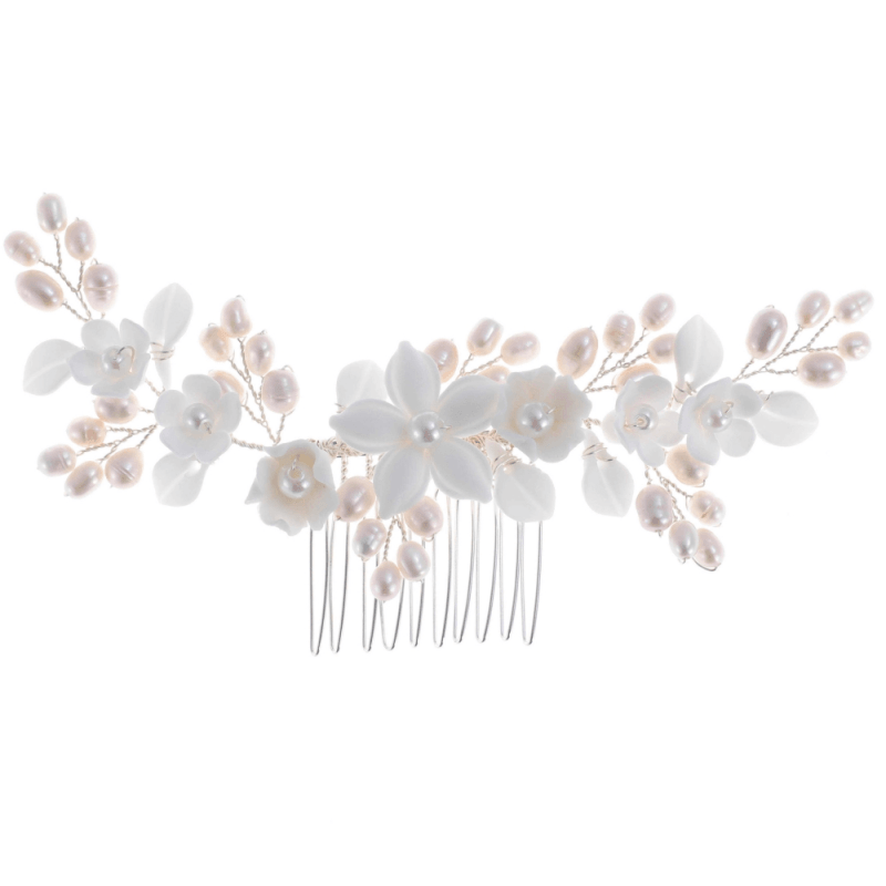 ATHENA BRIDAL | Yvonne -kukkakoristeinen muotoiltava hiuskoru (hopea)