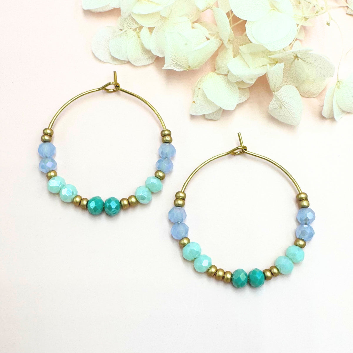 Jolie Blue handmade pearl rings (marine tones, gold)