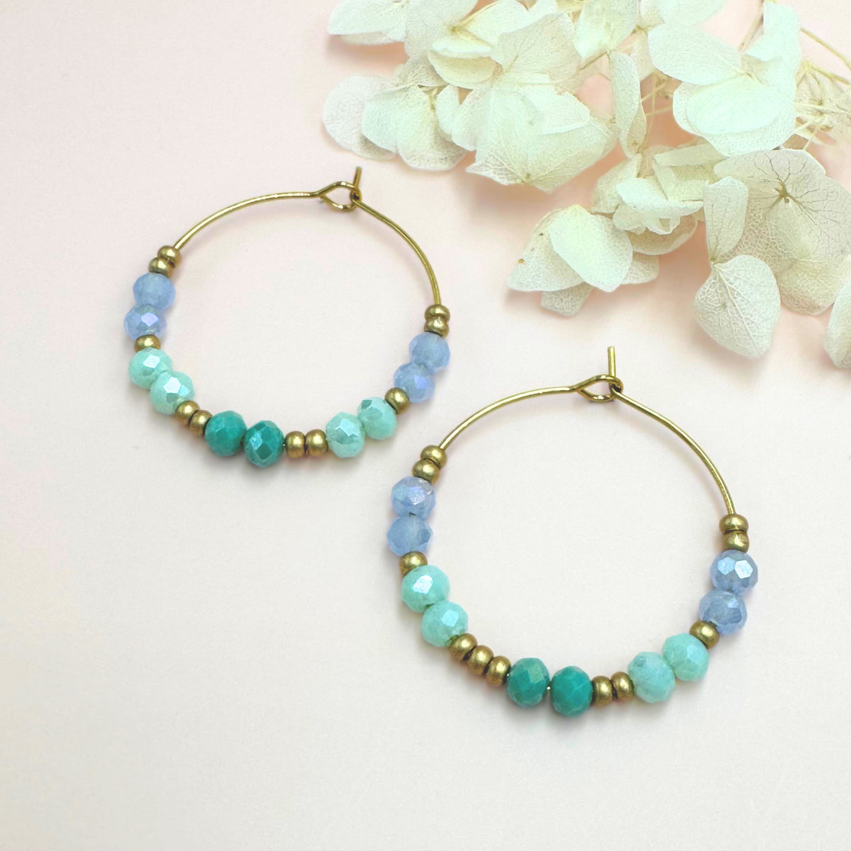 Jolie Blue handmade pearl rings (marine tones, gold)