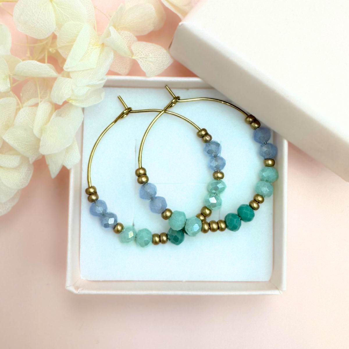 Jolie Blue handmade pearl rings (marine tones, gold)
