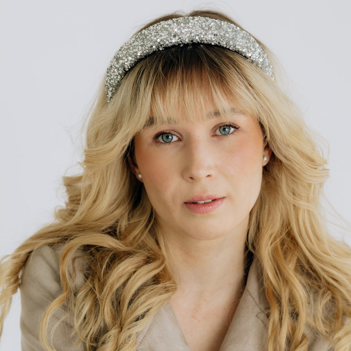 SUGAR SUGAR®, Sparkle Blush - Glitter Stuffed Headband (Silver)