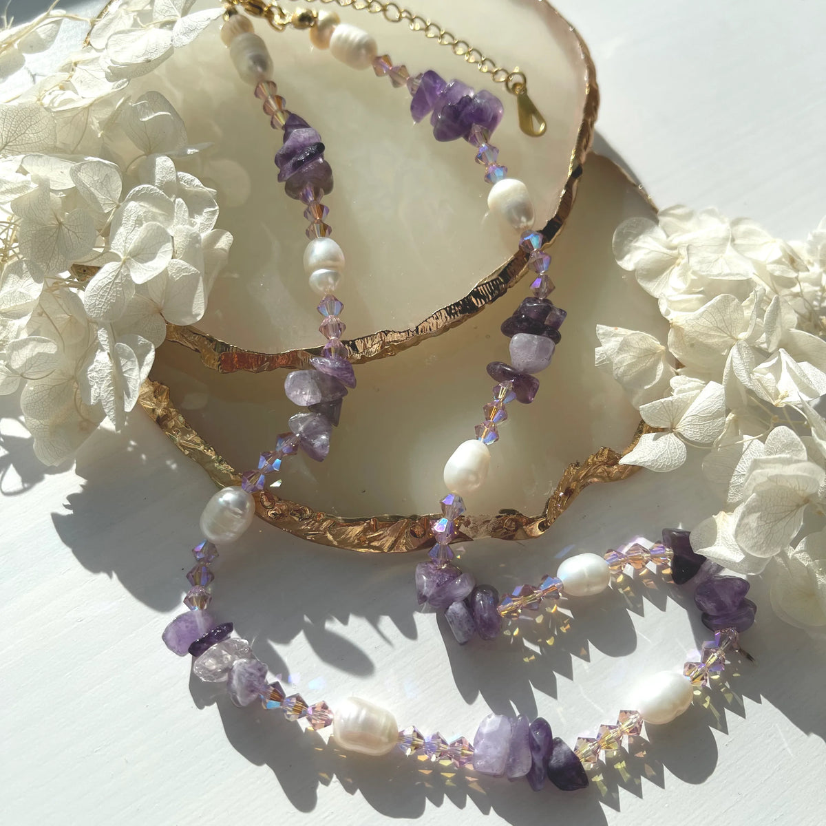Arielle - Surgical Steel Necklace with Natural Stone Beads
