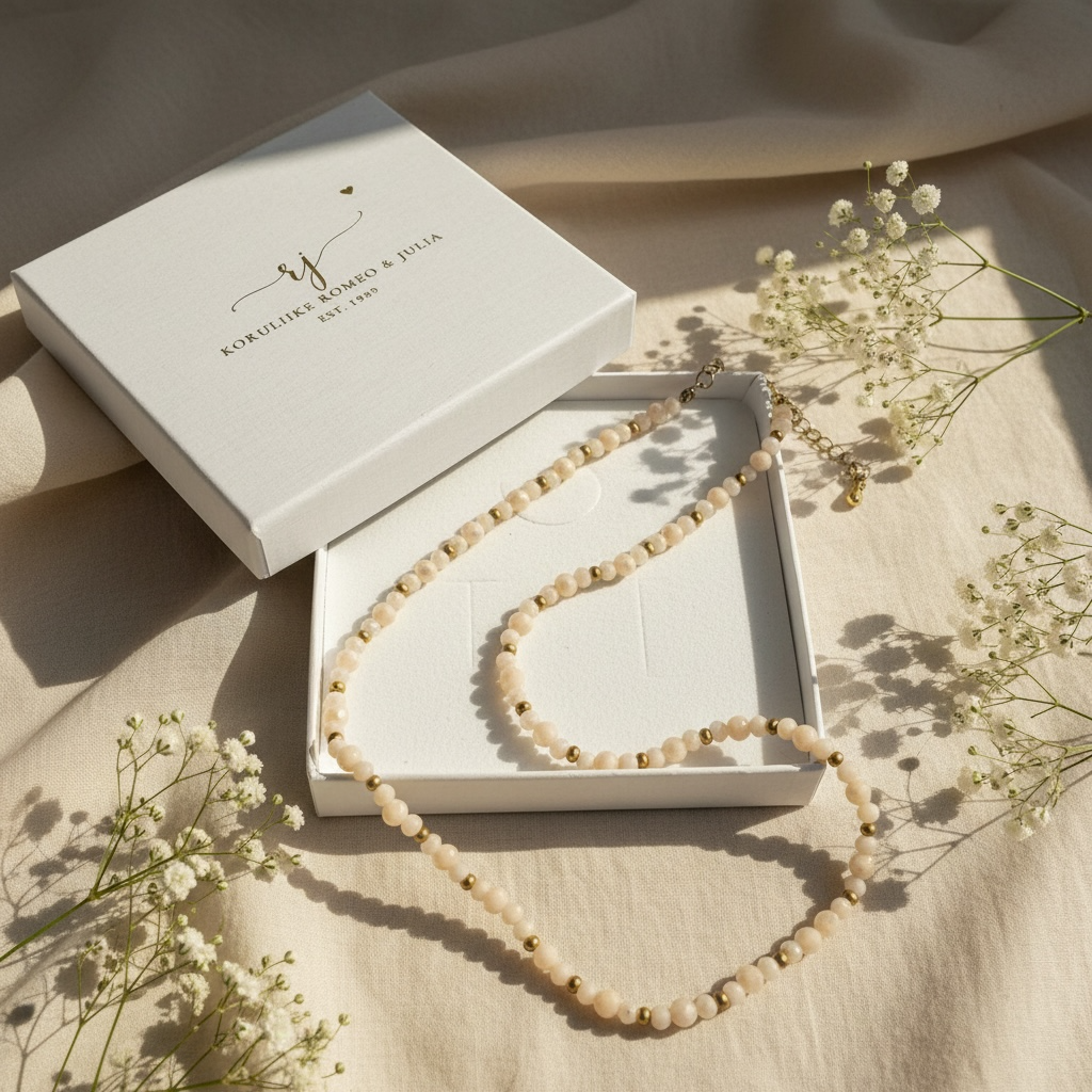 Jolie Soft Powder - handmade powder-toned pearl necklace