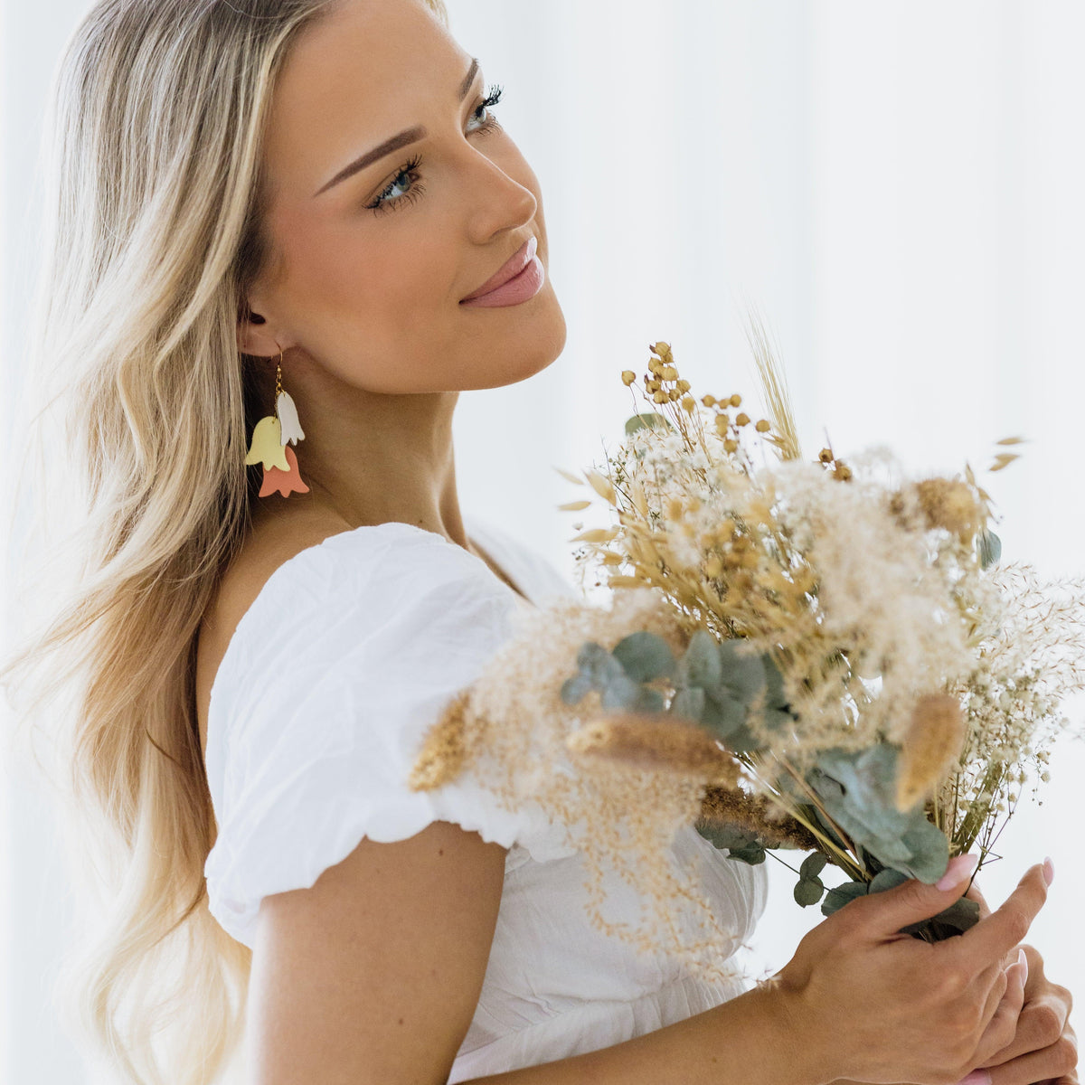 LEMPI® Earrings, Summer Meadow (white-light yellow-orange)