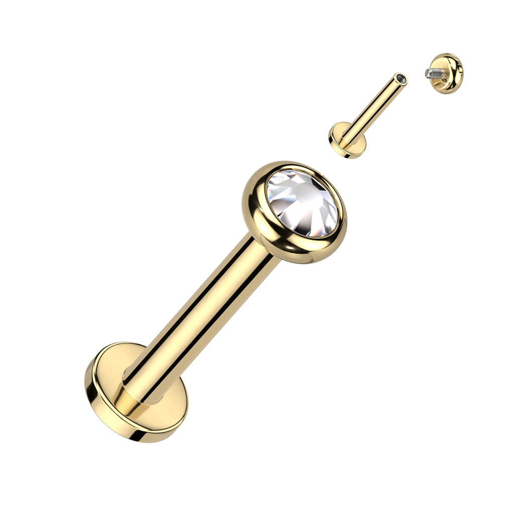 Labret 1,2mm, Titanium Clear Nest – matalaprofiilinen kristallikoru titaanista (kulta)