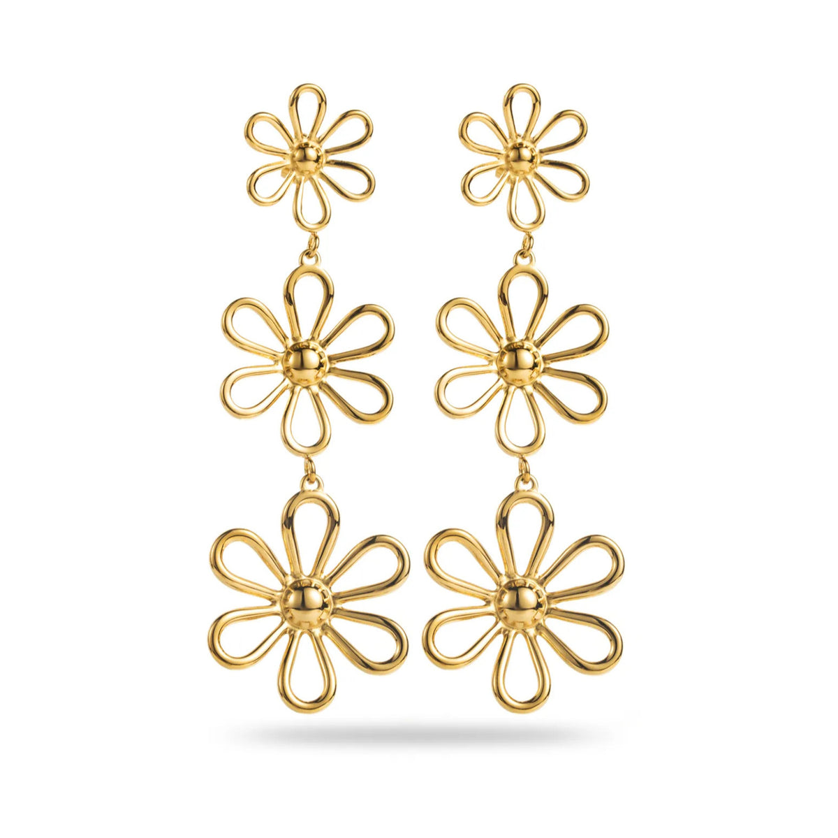 FRENCH RIVIERA | Golden Muse – kullanväriset statement-kukkakorvakorut