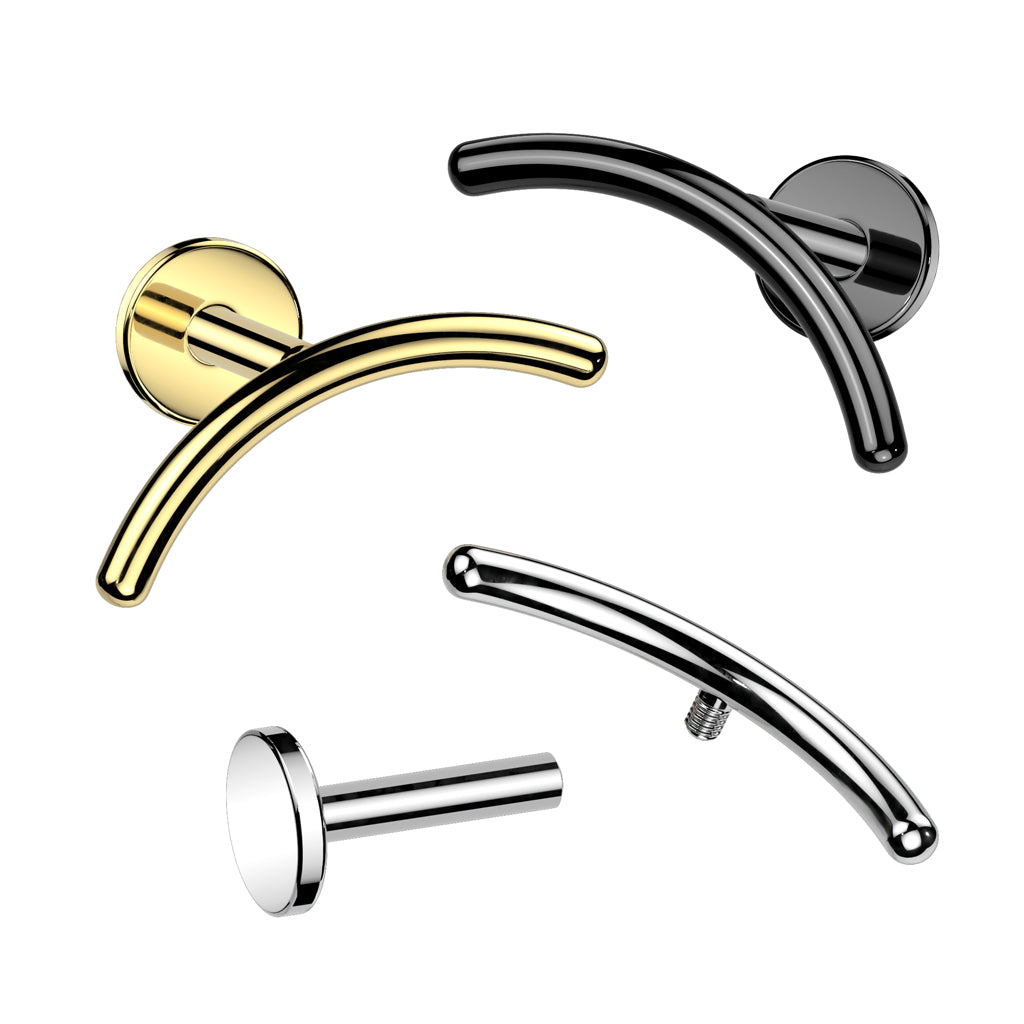 Labret 1,2mm, Titanium Arc Line – minimalistinen kaareva titaanikoru (hopea)