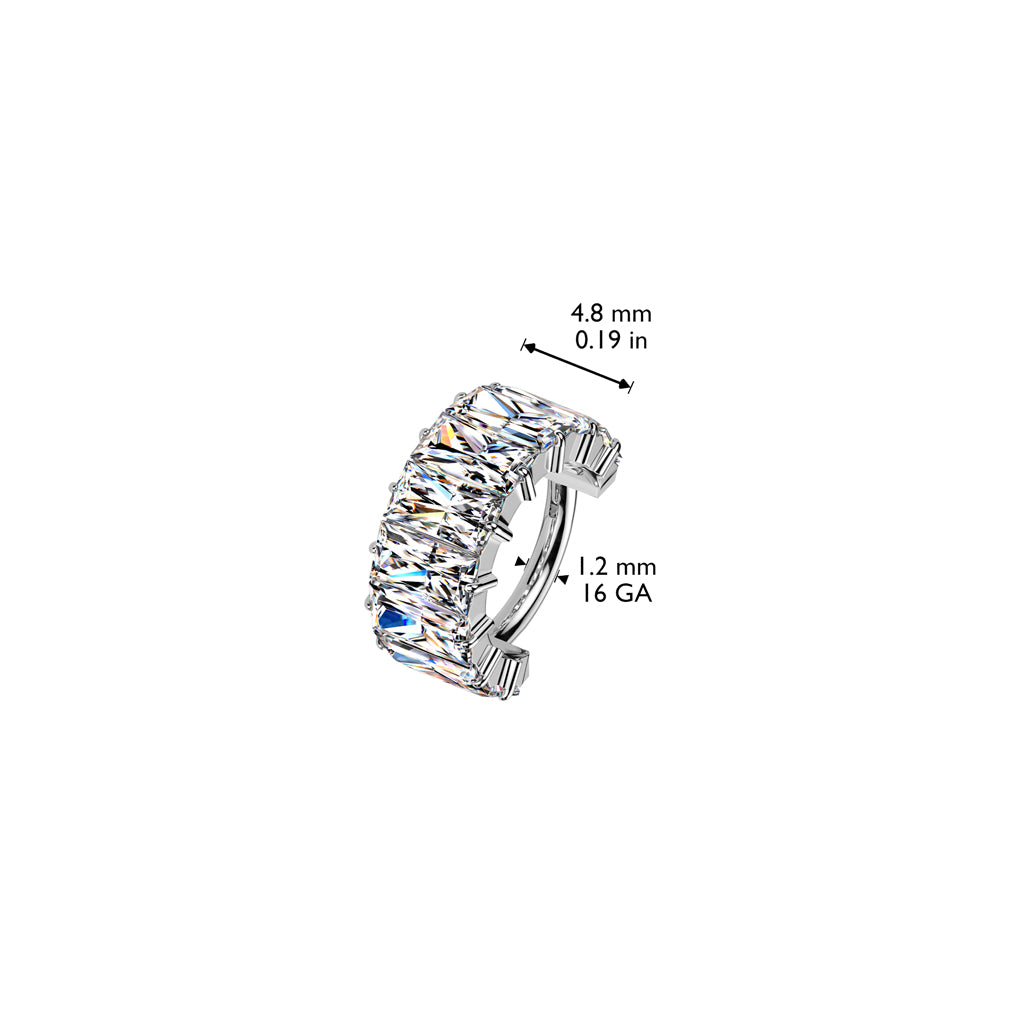 Lävistysrengas 1,2mm, Titanium Luxe Band – leveä baguette-kristalliclicker (kulta)