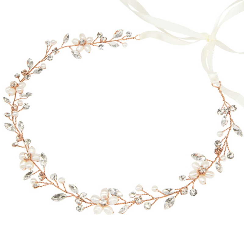 ATHENA BRIDAL, Édith Pearl Vine- ruusukultainen helmihiuskoriste