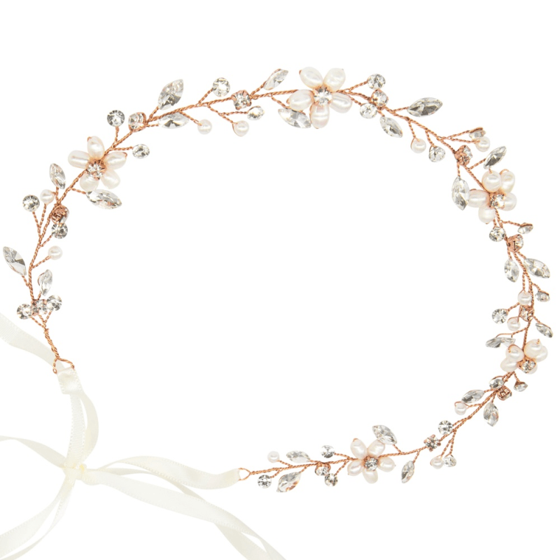 ATHENA BRIDAL, Édith Pearl Vine- ruusukultainen helmihiuskoriste