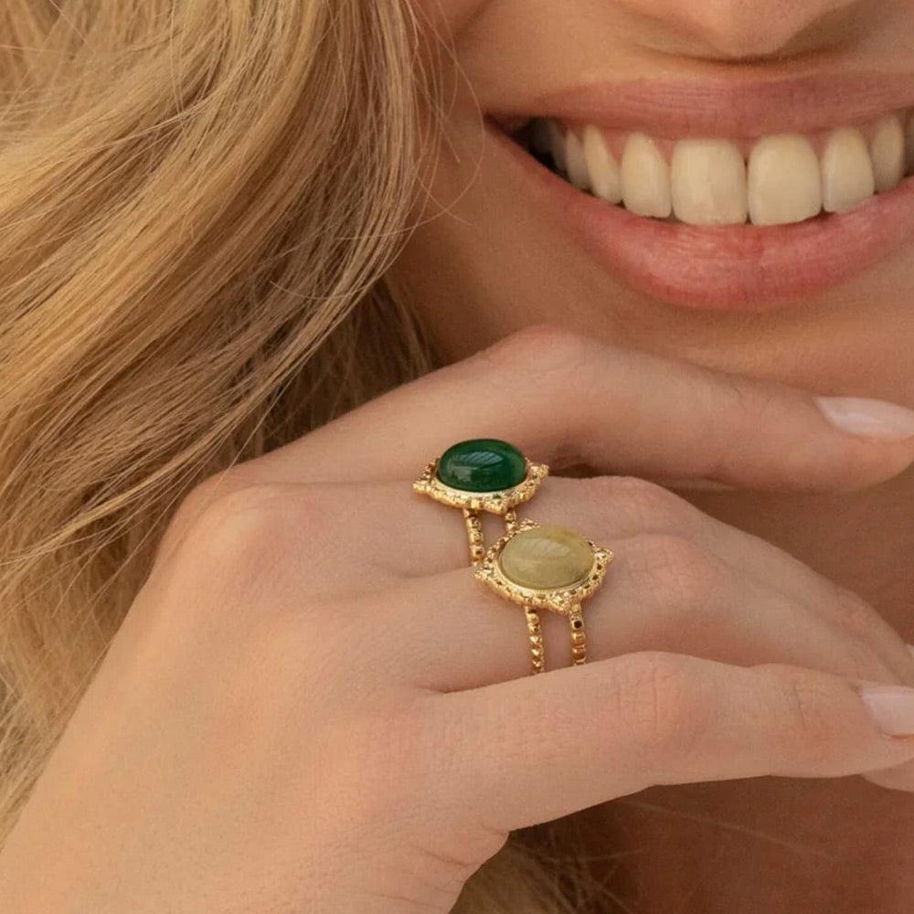 BOHM PARIS | Bague Galinatina -kirurginterässormus turkoosilla kivellä