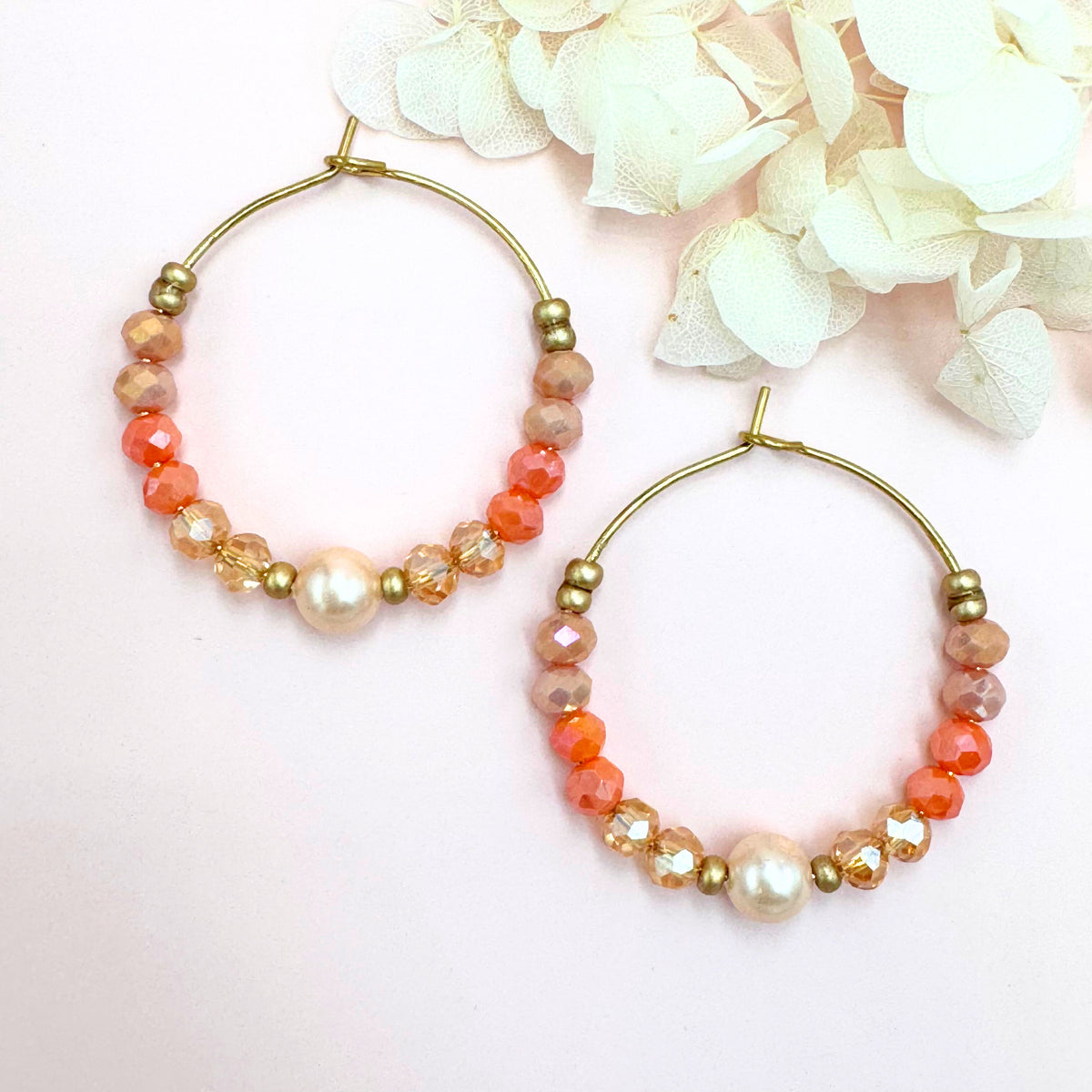 Jolie Sunset Handmade Pearl Rings (Sunset Tones, Gold)