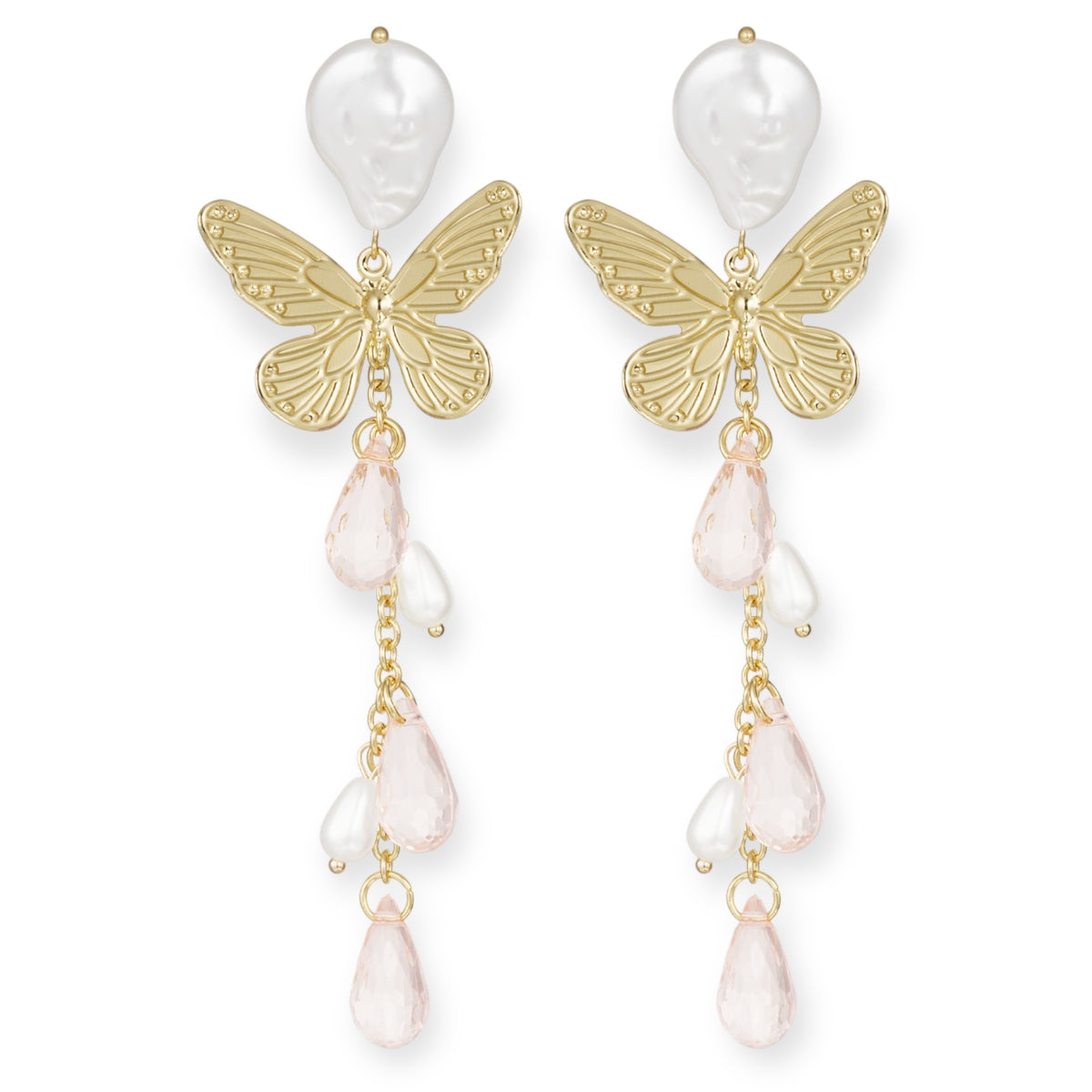 FRENCH RIVIERA | Butterfly Garden earrings with pink pearls