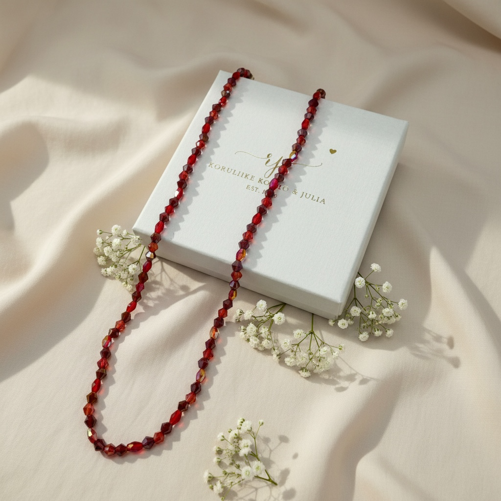 Jolie Garnet handmade necklace (shades of red, gold)