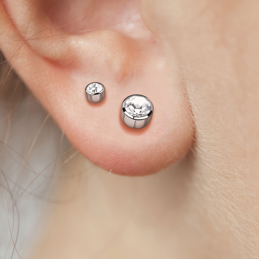 Titaaniset korvanapit, Round Titanium Cubic Zirconia (kulta)