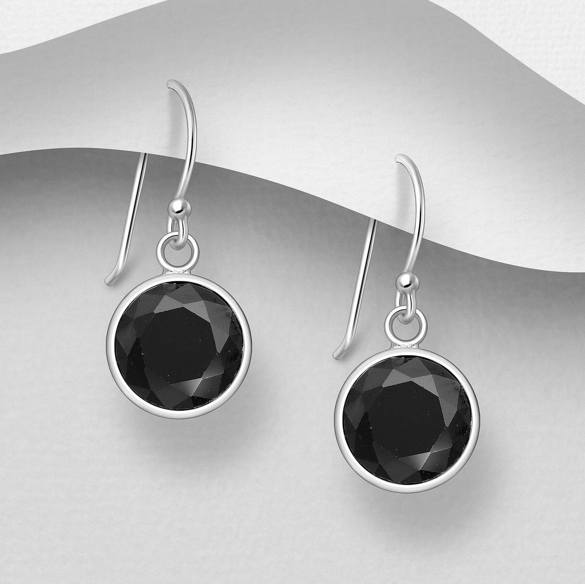 PREMIUM COLLECTION | Gunilla -mustakiviset hopeakorvakorut
