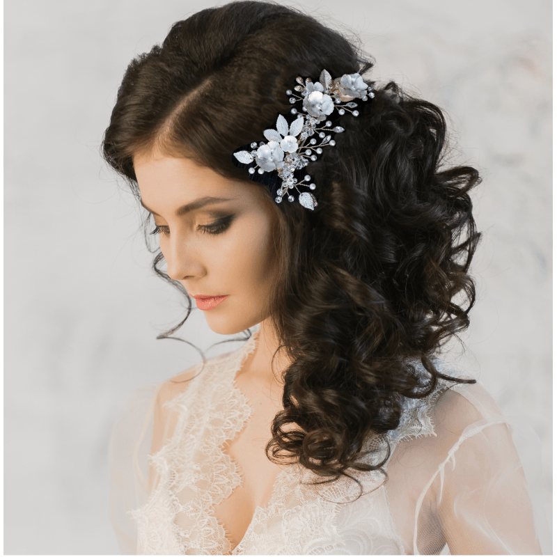 ATHENA BRIDAL | Fleur -kukkakoristeinen hiuskoru klipsillä (r.kulta)