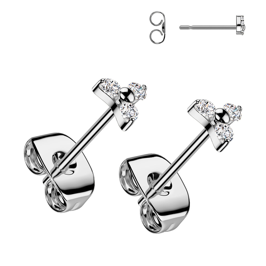 Titaaniset korvanapit, Trinity Cubic Zirconia (hopea)