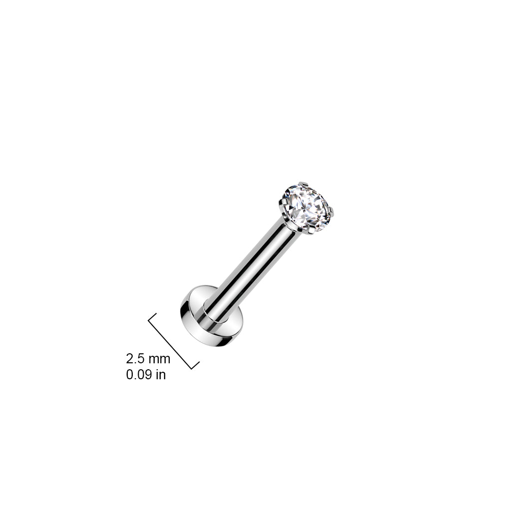 1,0 mm titaanilabret kirkkaalla 3 mm kivellä, 6 mm varsi, mitta kuvassa.
