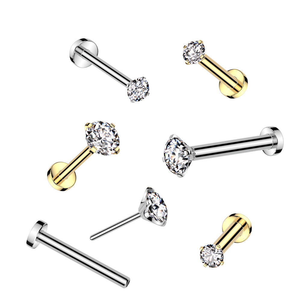 Titaanilabret 0,8mm – Petite Spark Crystal (kirkas, push in)
