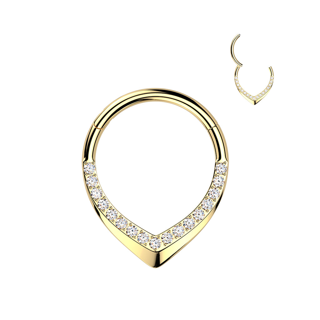 Mirelle kullanvärinen titaaninen lävistysrengas 1,2 mm CZ-pavé kristalleilla