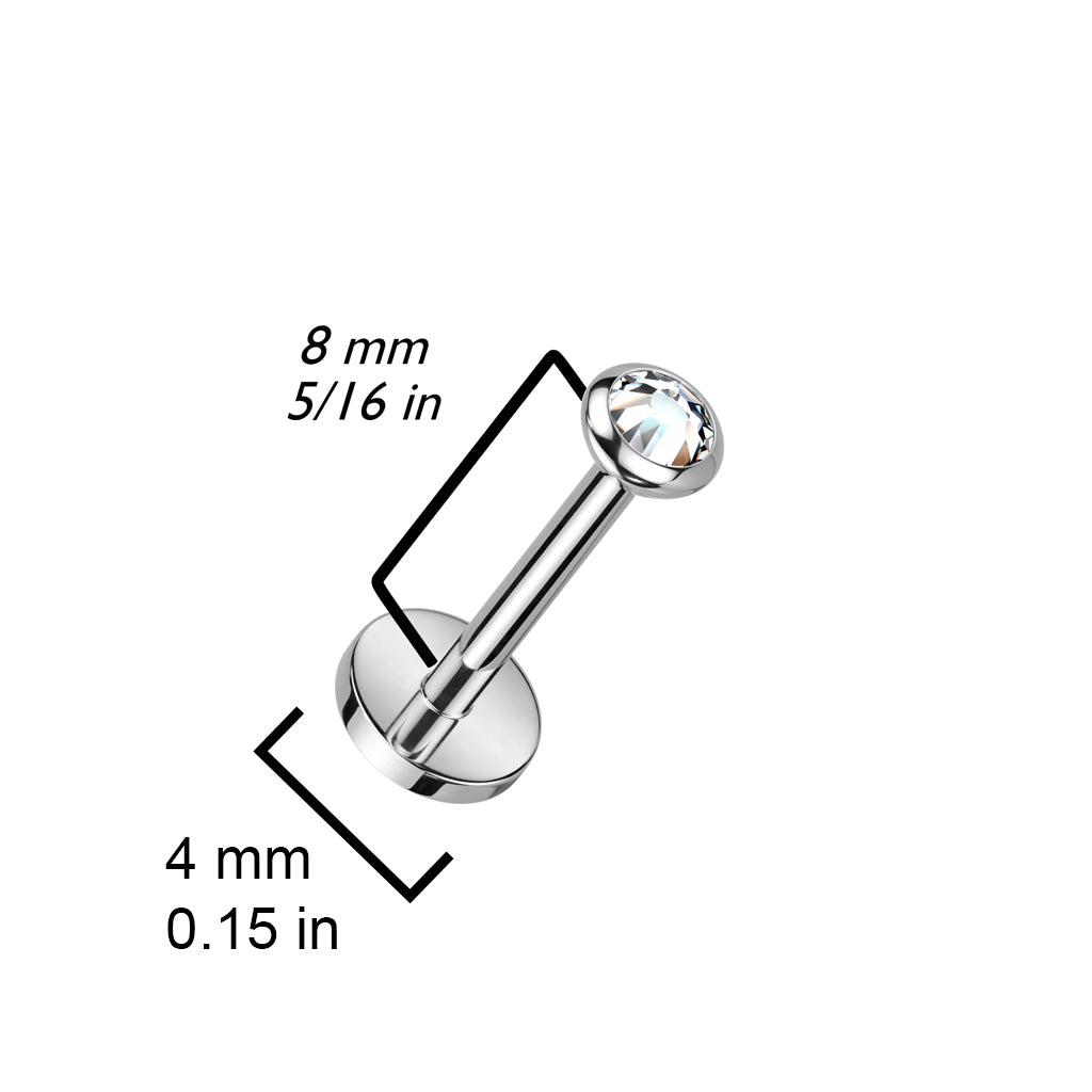 Labret 1,2mm, Titanium Clear Nest – matalaprofiilinen kristallikoru titaanista (hopea)
