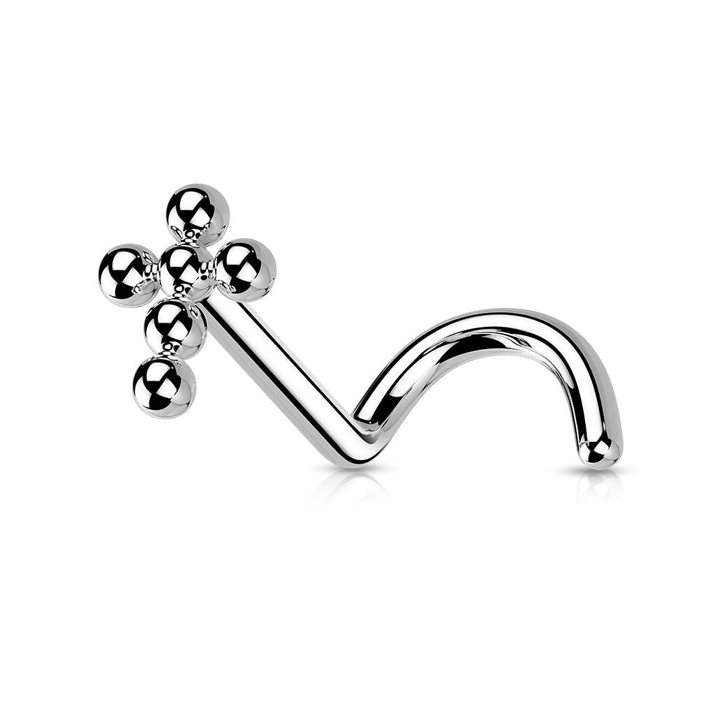 Nenänappi 0,8mm, Titanium Cross -titaaninen ristinenäkoru (hopea)