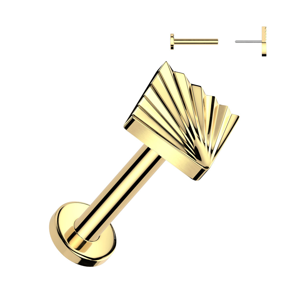 Labret 1,2mm, Titanium Cut Square – matala timanttileikattu titaanikoru (kulta,push in)