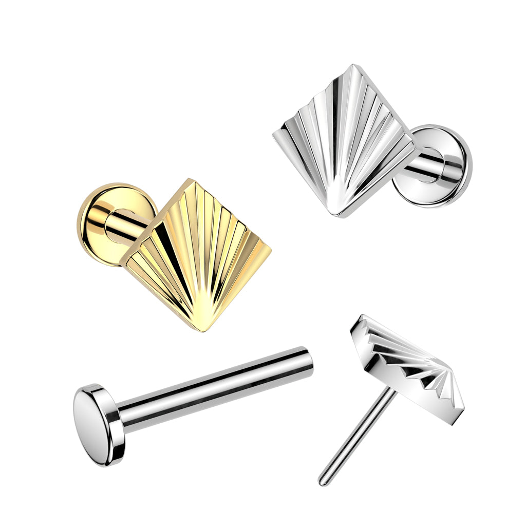 Labret 1,2mm, Titanium Cut Square – matala timanttileikattu titaanikoru (kulta,push in)