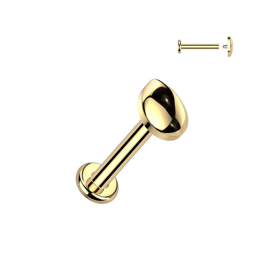 Labret 1,2mm, Titanium Dew Point – pisaranmuotoinen titaanikoru (kulta)