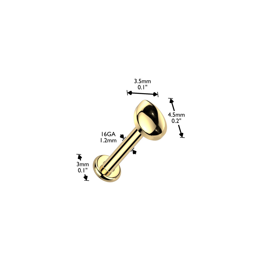 Labret 1,2mm, Titanium Dew Point – pisaranmuotoinen titaanikoru (hopea)