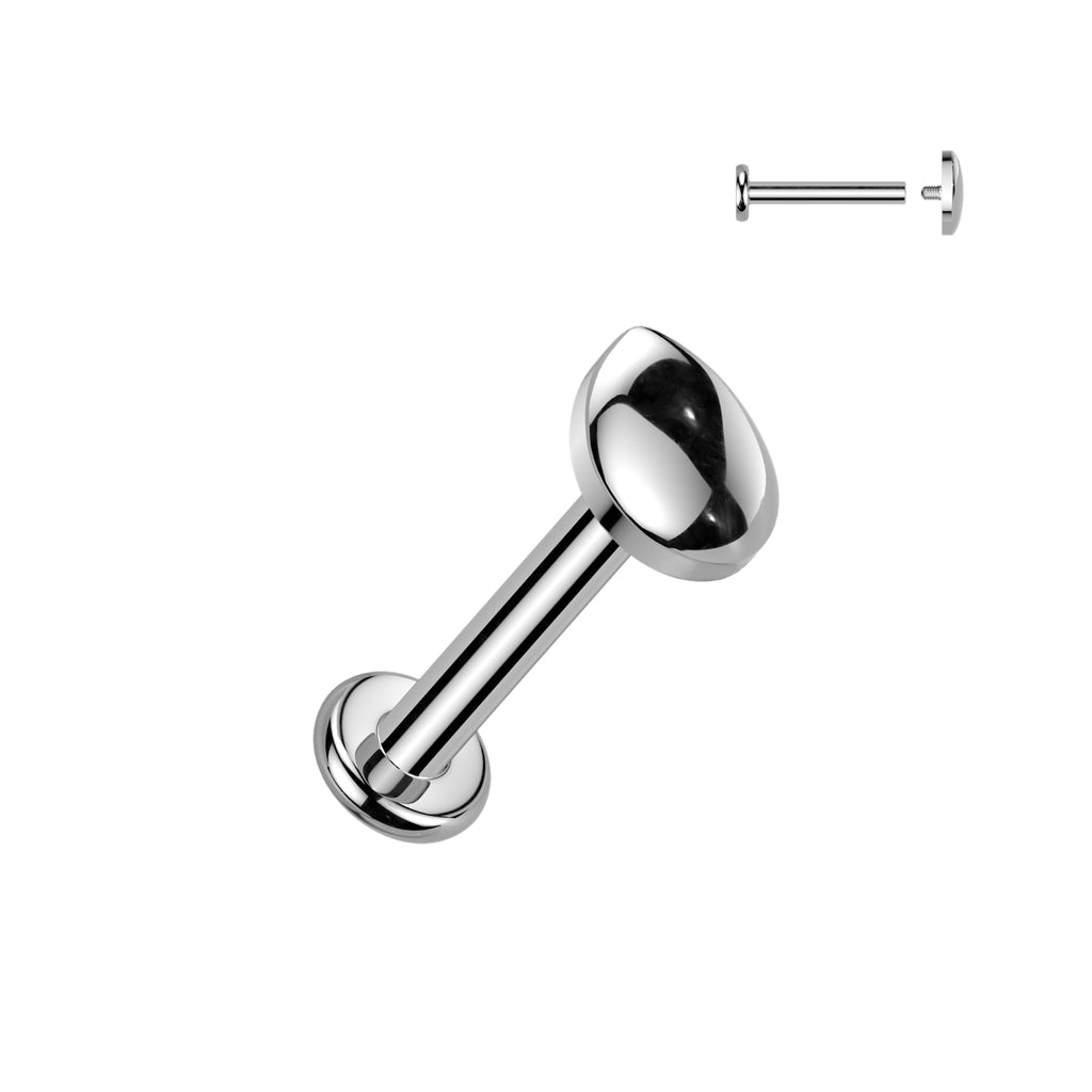 Labret 1,2mm, Titanium Dew Point – pisaranmuotoinen titaanikoru (hopea)