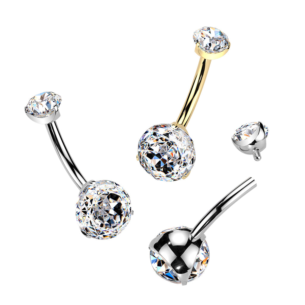 Titanium pole necklace, Aurora Fireworks – round crystal (gold)