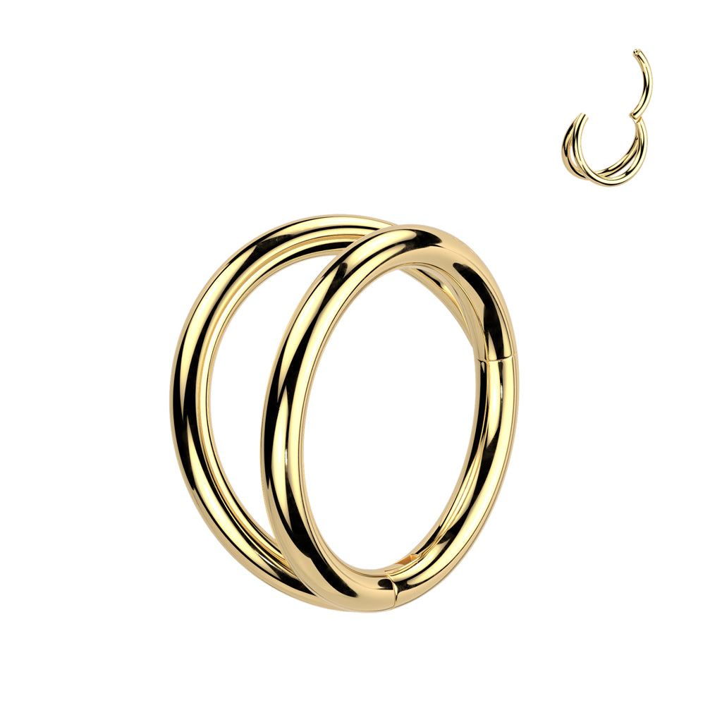 Lävistysrengas 1,2mm, Titanium Twin Arc – kaksikerroksinen titaaniclicker (kulta)