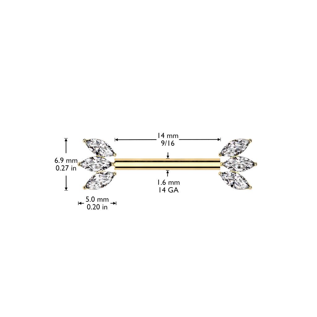 Nännikoru, Glam Titanium Barbell -titaaninen push in tappi (hopea)