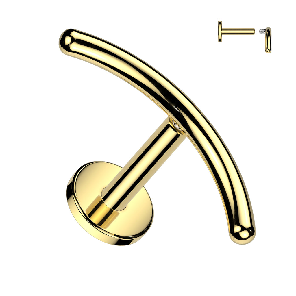 Labret 1,2mm, Titanium Arc Line – minimalistinen kaareva titaanikoru (kulta)