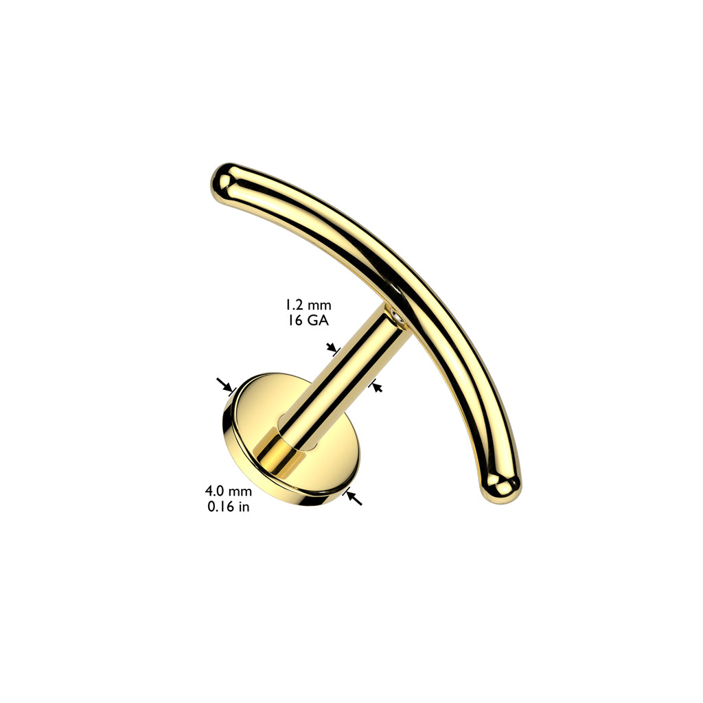 Labret 1,2mm, Titanium Arc Line – minimalistinen kaareva titaanikoru (kulta)