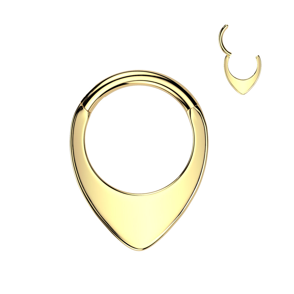 Lävistysrengas 1,2mm, Titanium Dew Drop – pisaranmuotoinen titaaniclicker (kulta)
