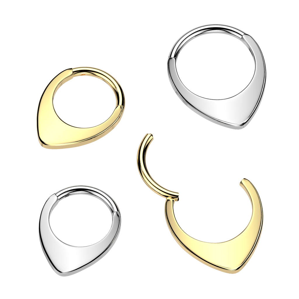 Lävistysrengas 1,2mm, Titanium Dew Drop – pisaranmuotoinen titaaniclicker (hopea)