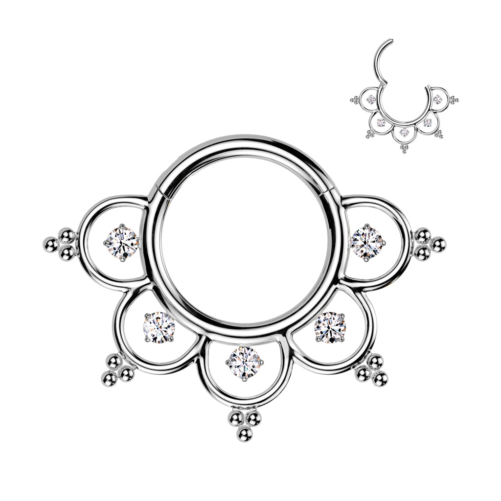 Lävistysrengas 1,2mm, Titanium Lotus Lace – pitsimäinen titaaniclicker (hopea)