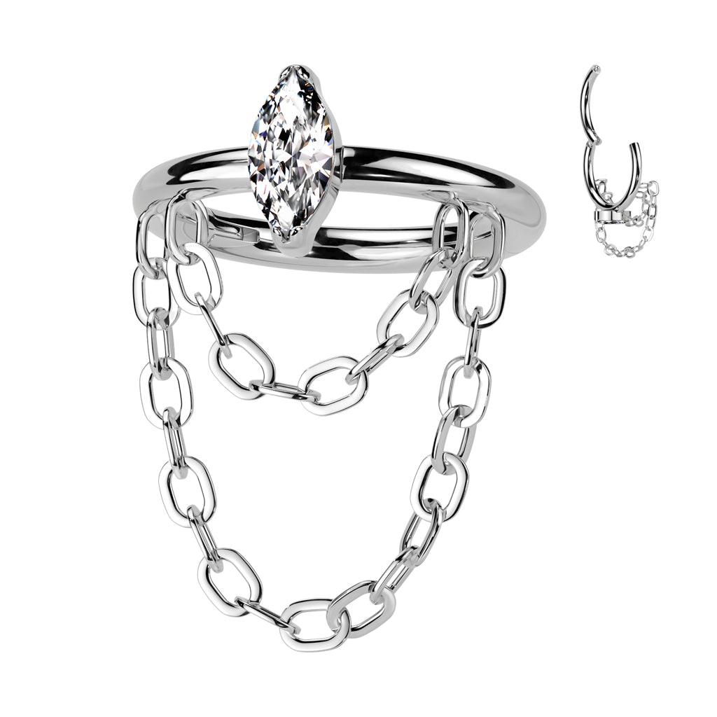Lävistysrengas 1,2mm, Titanium Chain Dangle -titaaninen clicker