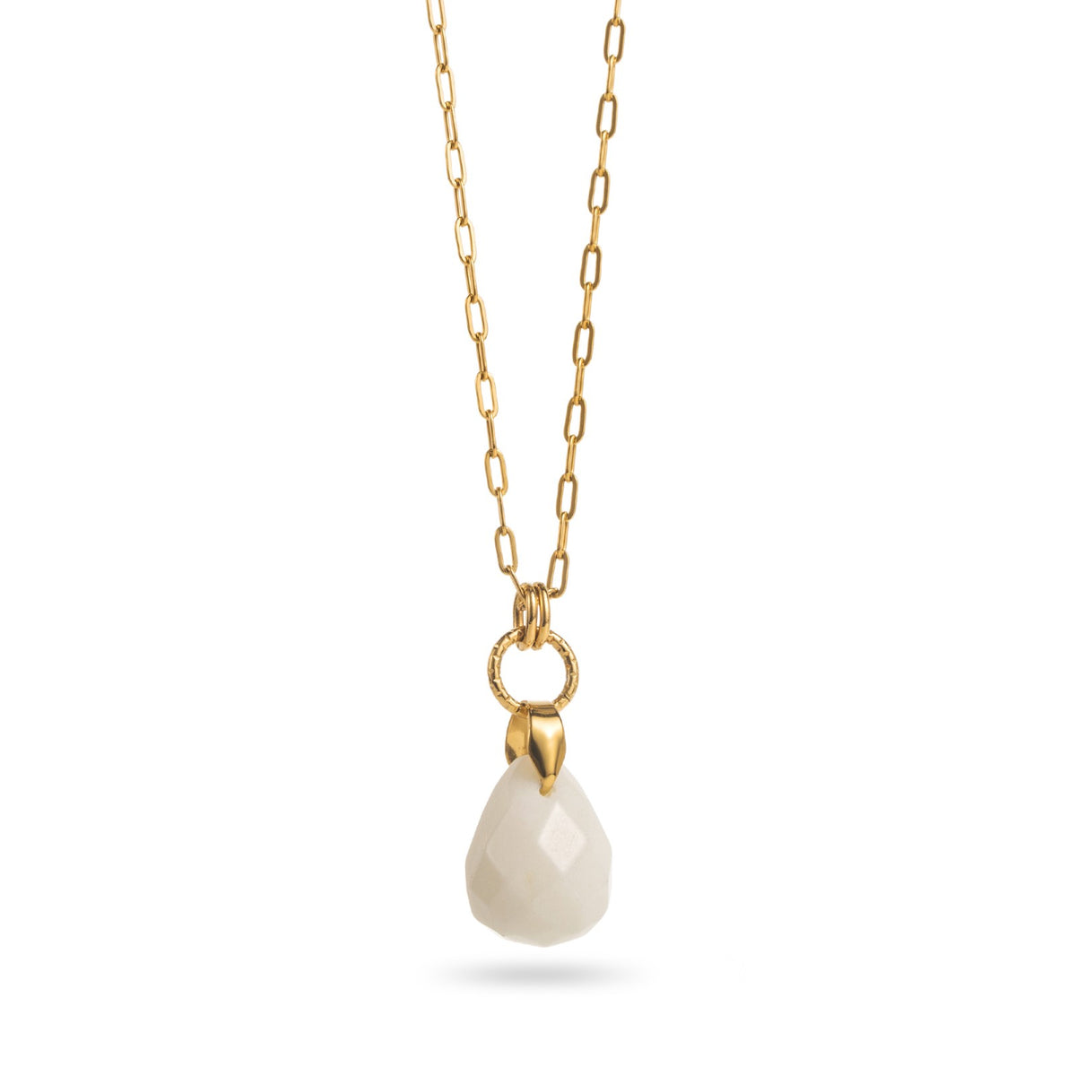 FRENCH RIVIERA | Annette surgical steel necklace (white agate) 
