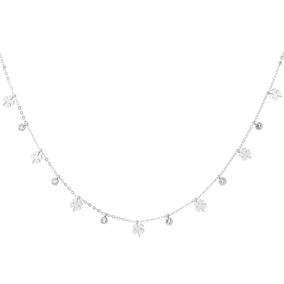 French Riviera | Lucky Glow – lucky clover necklace made of surgical steel (silver) 