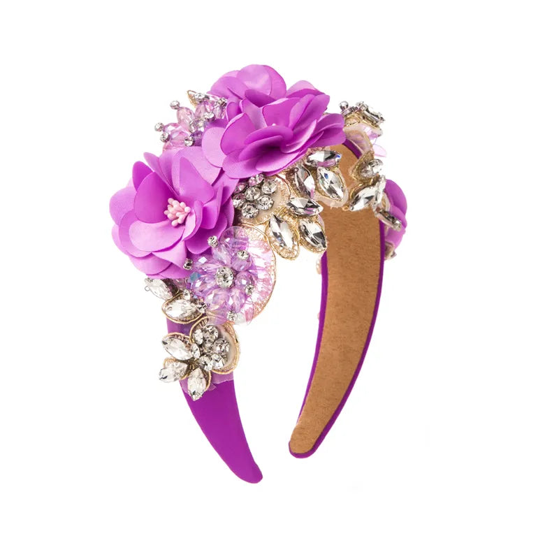 SUGAR SUGAR®, Rose Baroque – decorative headband with satin flowers and gemstones (lilac)